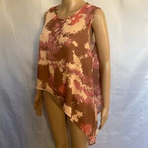 Cynthia Rowley Sleeveless Asymmetrical Chiffon Blouse